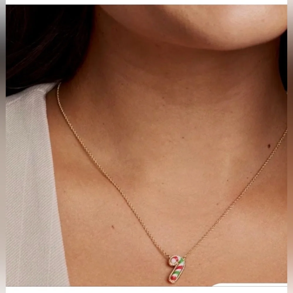 Kendra Scott Gold Candy Cane Pendant Necklace‎ NEW